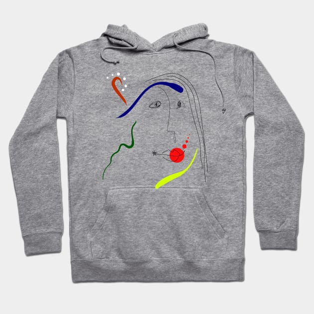 Woman portrait in Joan Miro style Hoodie by Blue spoon